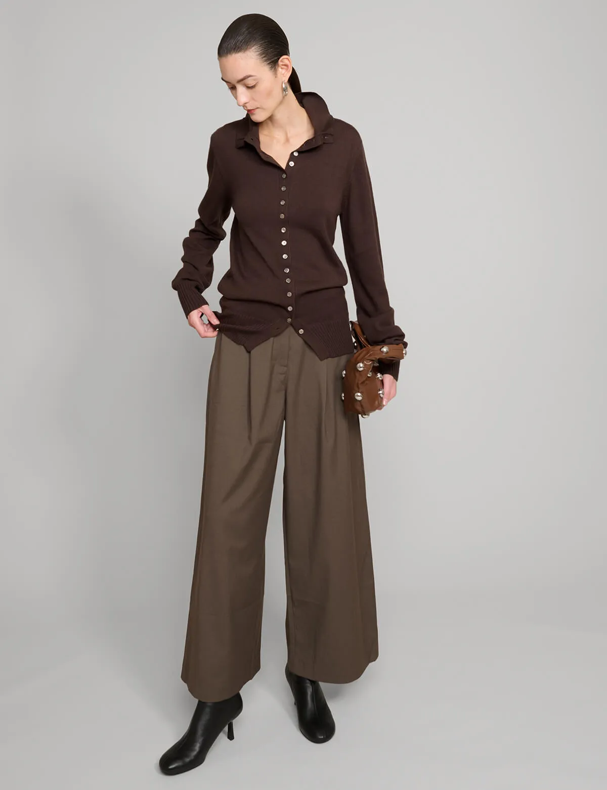 Chocolate multi-button turtleneck sweater sold by Pixie Market product image thumbnail 4