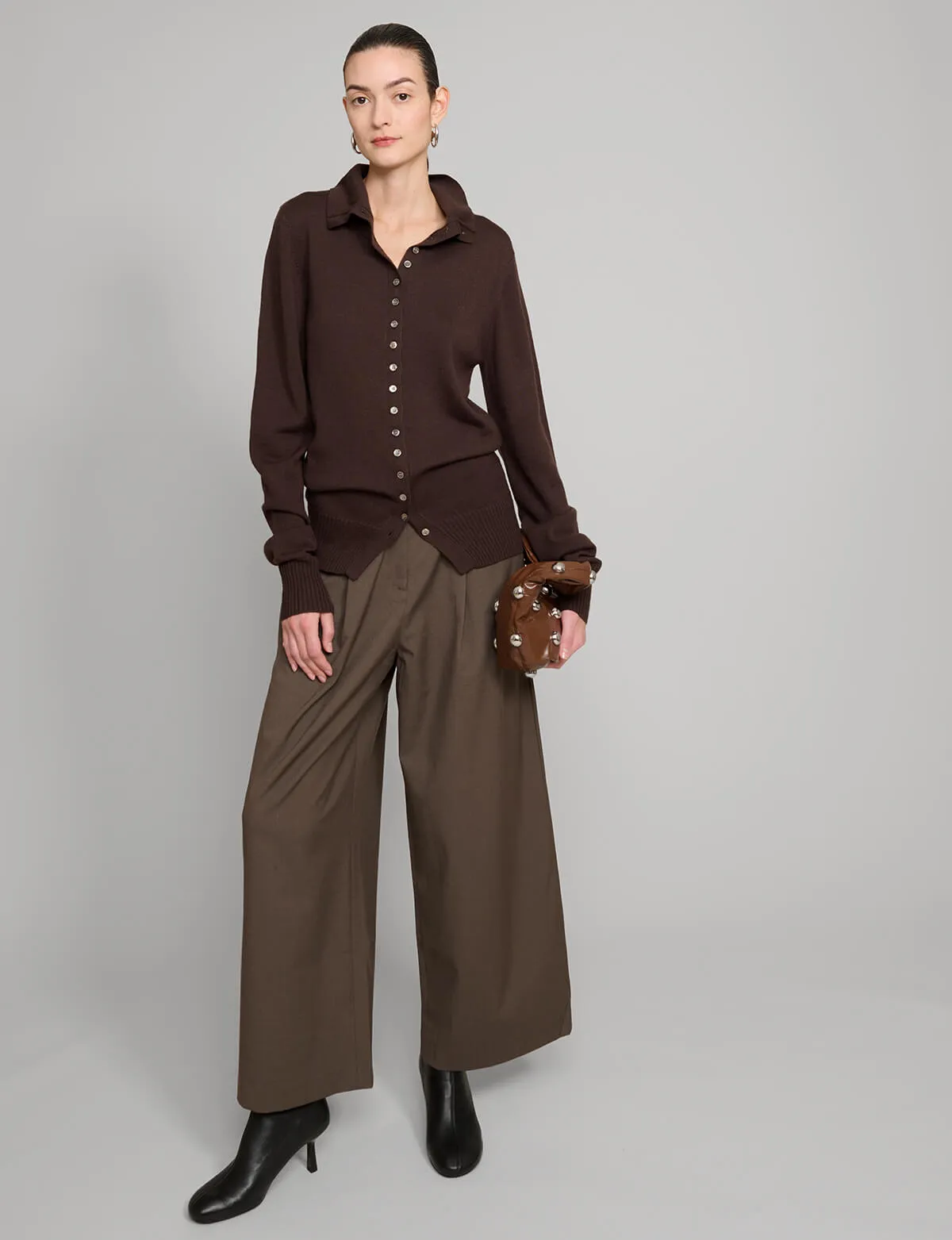 Chocolate multi-button turtleneck sweater sold by Pixie Market product image thumbnail 2