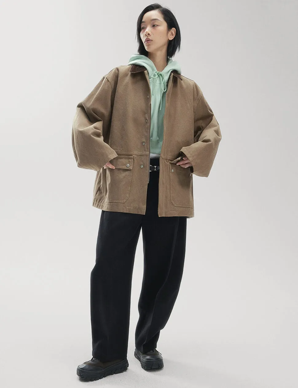 Oversized Brown Barn Jacket sold by Pixie Market product image thumbnail 4