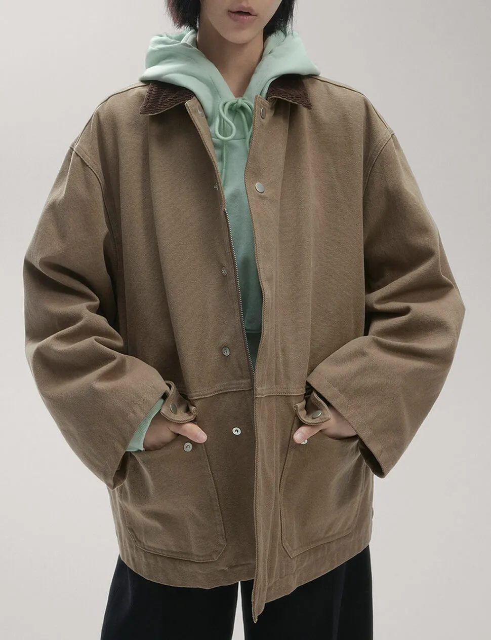 Oversized Brown Barn Jacket sold by Pixie Market product image thumbnail 2