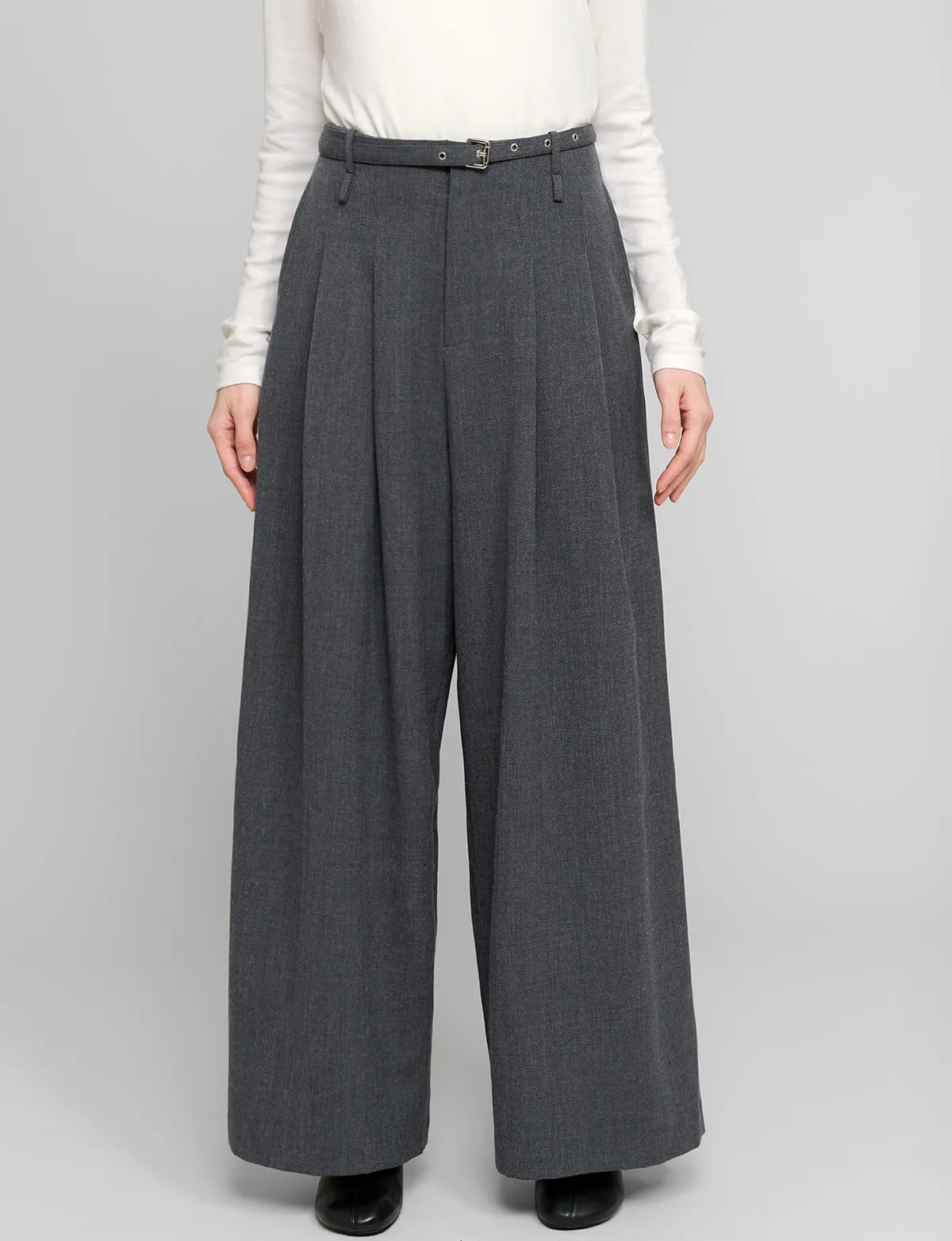 Smocking Grey Belted Wide Leg Pants sold by Pixie Market product image thumbnail 4