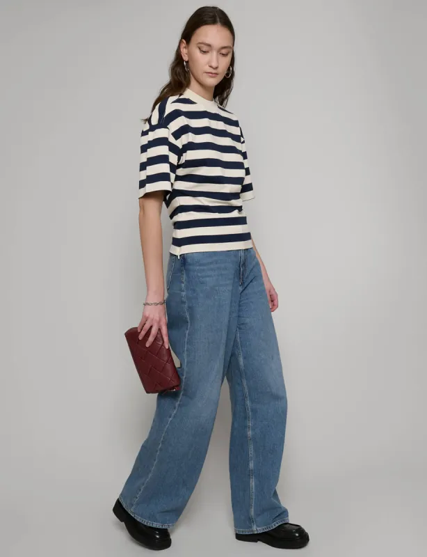 Wide Stripe Fitted Waist T-shirt sold by Pixie Market