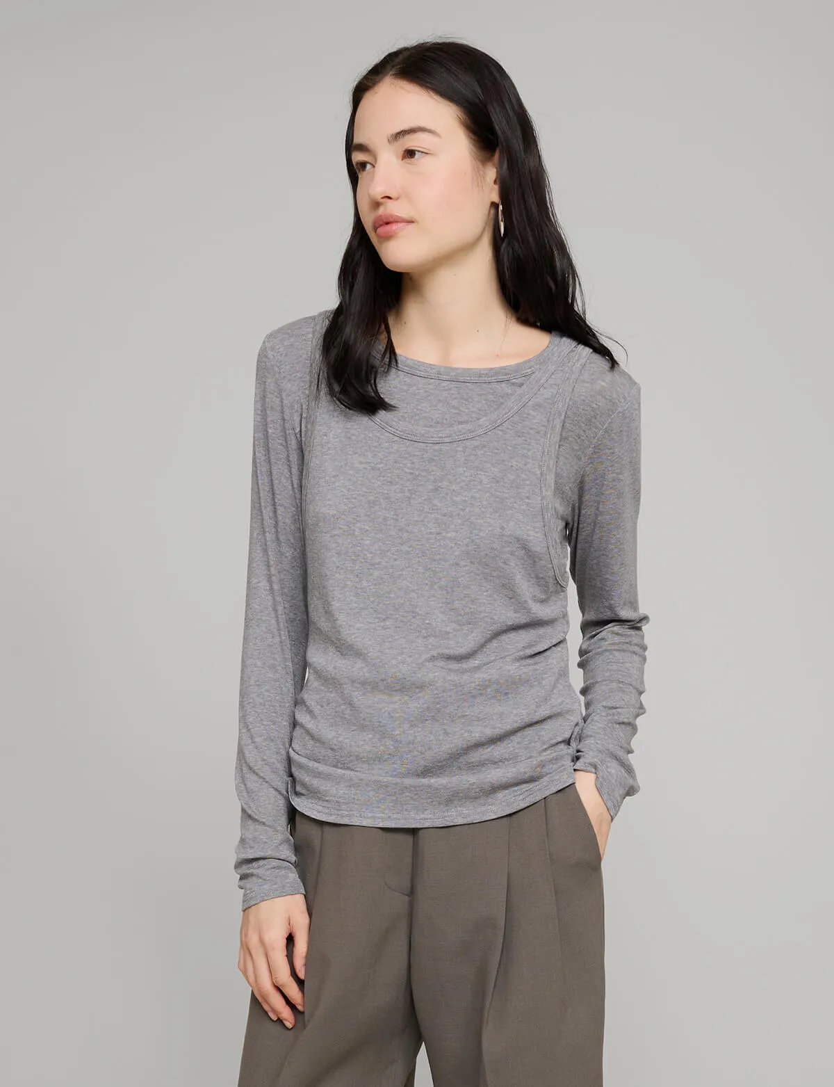 Grey Double Layered Tank Top sold by Pixie Market product image thumbnail 4