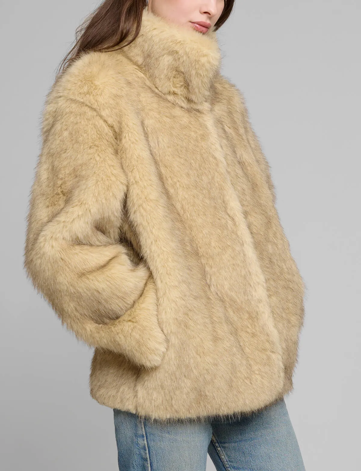 Beige Faux Fur Jacket sold by Pixie Market product image thumbnail 3