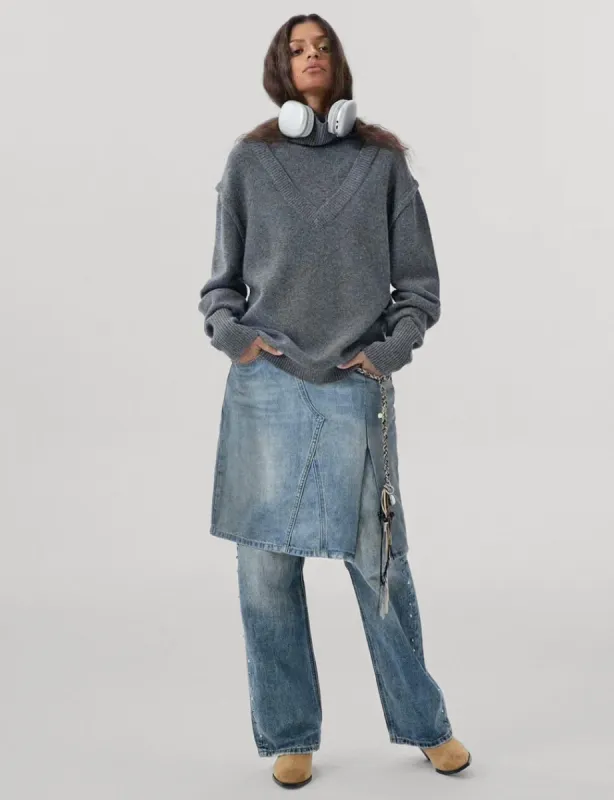 Grey Wool Turtleneck Sweater sold by Pixie Market