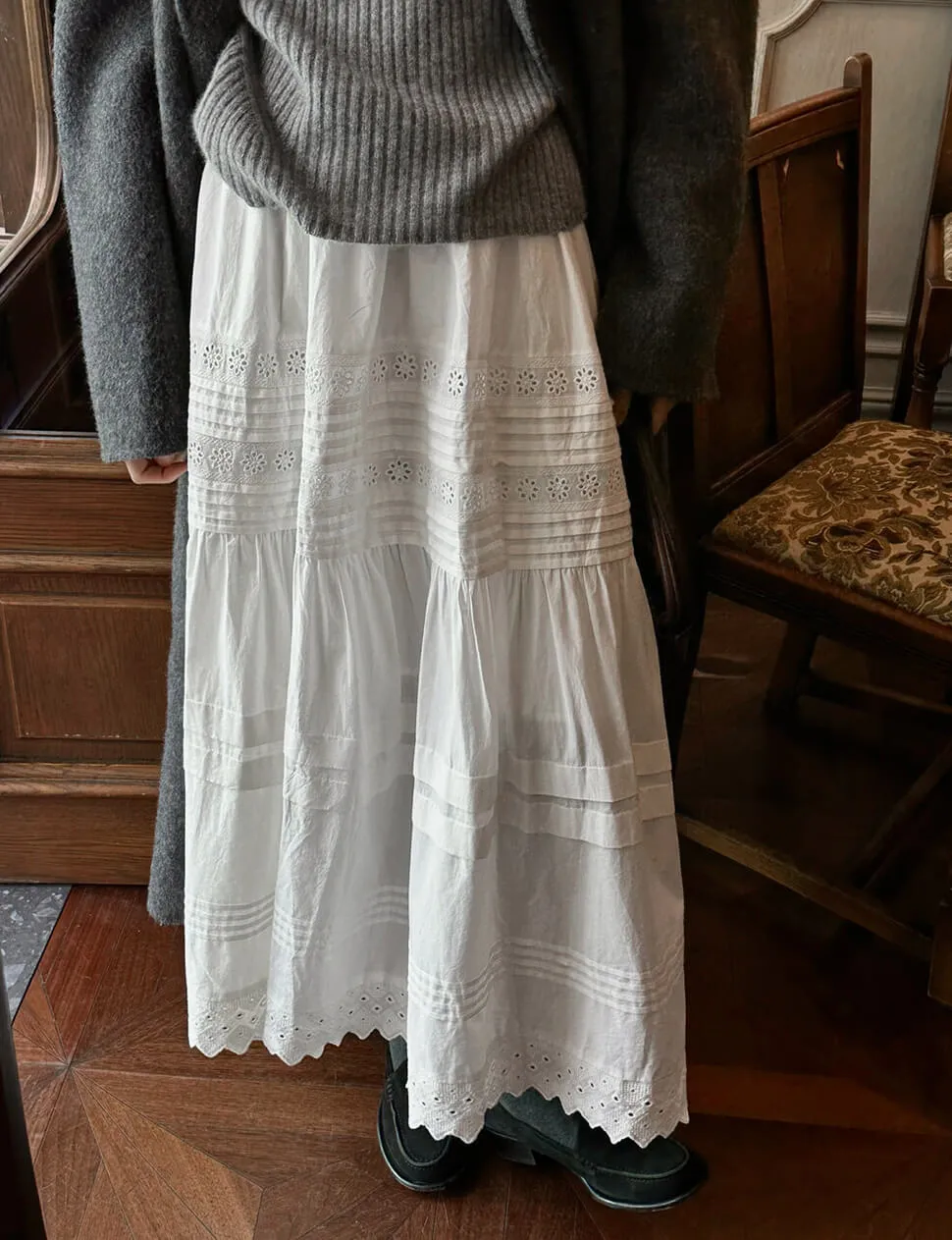 Cotton Eyelet Midi-Skirt sold by Pixie Market product image thumbnail 2