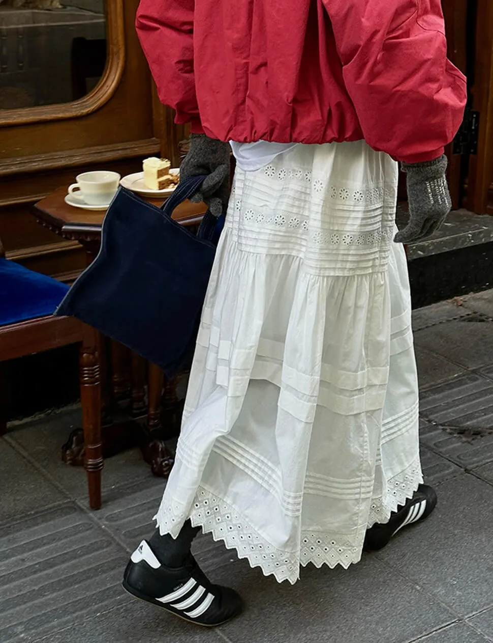 Cotton Eyelet Midi-Skirt sold by Pixie Market product image thumbnail 5