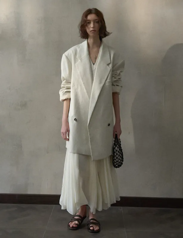 Oat Oversized Linen-Blend Blazer sold by Pixie Market