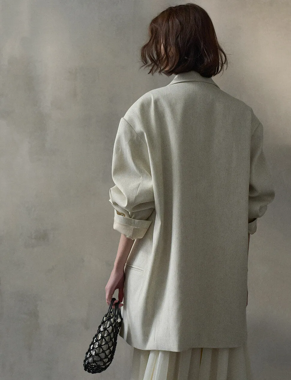 Oat Oversized Linen-Blend Blazer sold by Pixie Market product image thumbnail 3