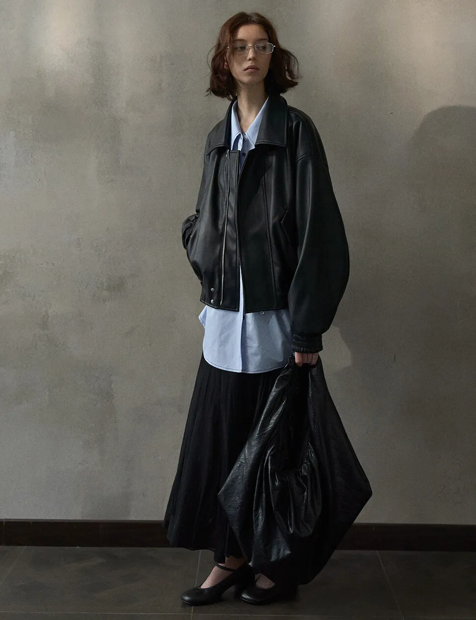 Black Cropped Leather Jacket sold by Pixie Market