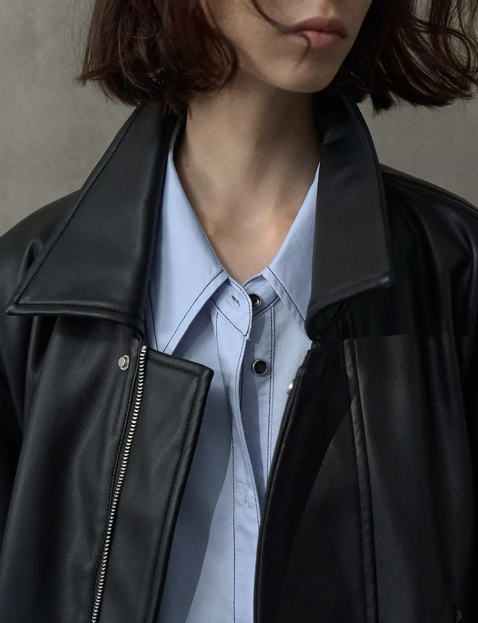 Black Cropped Leather Jacket sold by Pixie Market product image thumbnail 4