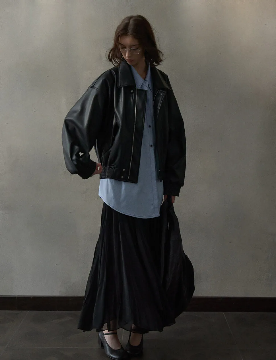 Black Cropped Leather Jacket sold by Pixie Market product image thumbnail 5