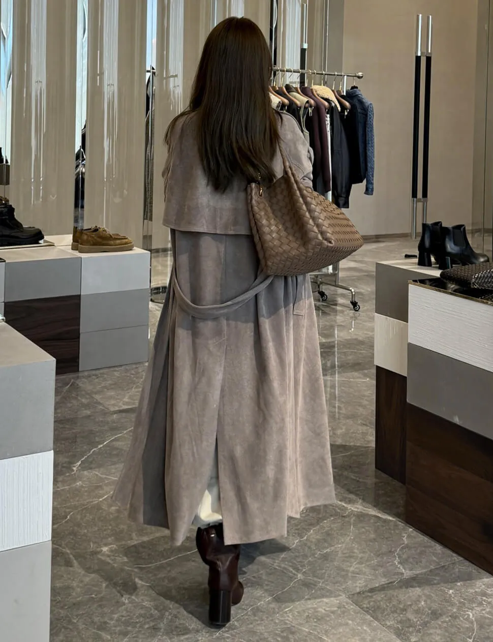 Stone Oversized Suede Trench Jacket- PREORDER sold by Pixie Market product image thumbnail 5