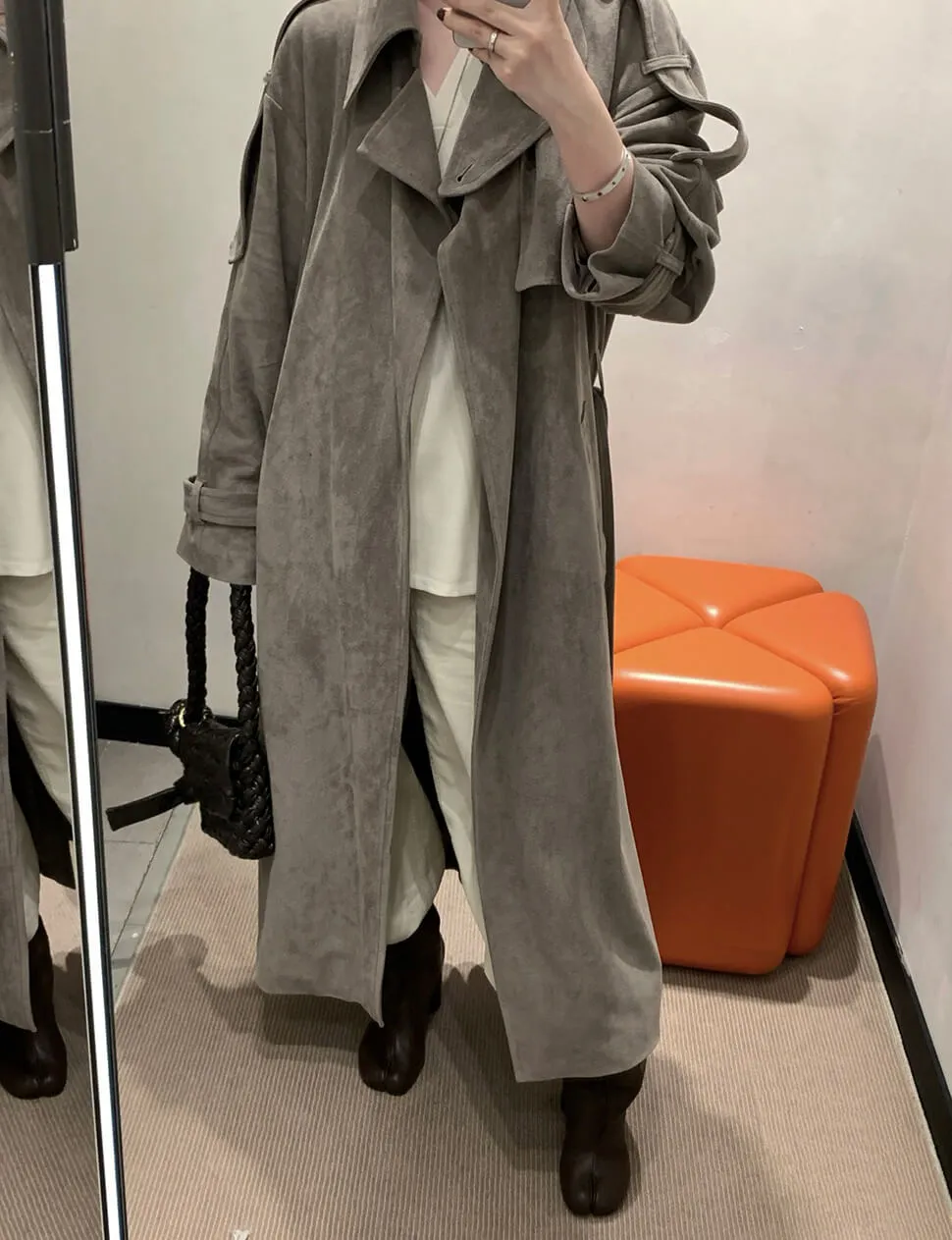 Stone Oversized Suede Trench Jacket- PREORDER sold by Pixie Market product image thumbnail 2