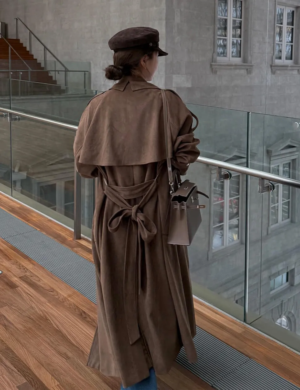 Brown Oversized Suede Trench Coat sold by Pixie Market product image thumbnail 5