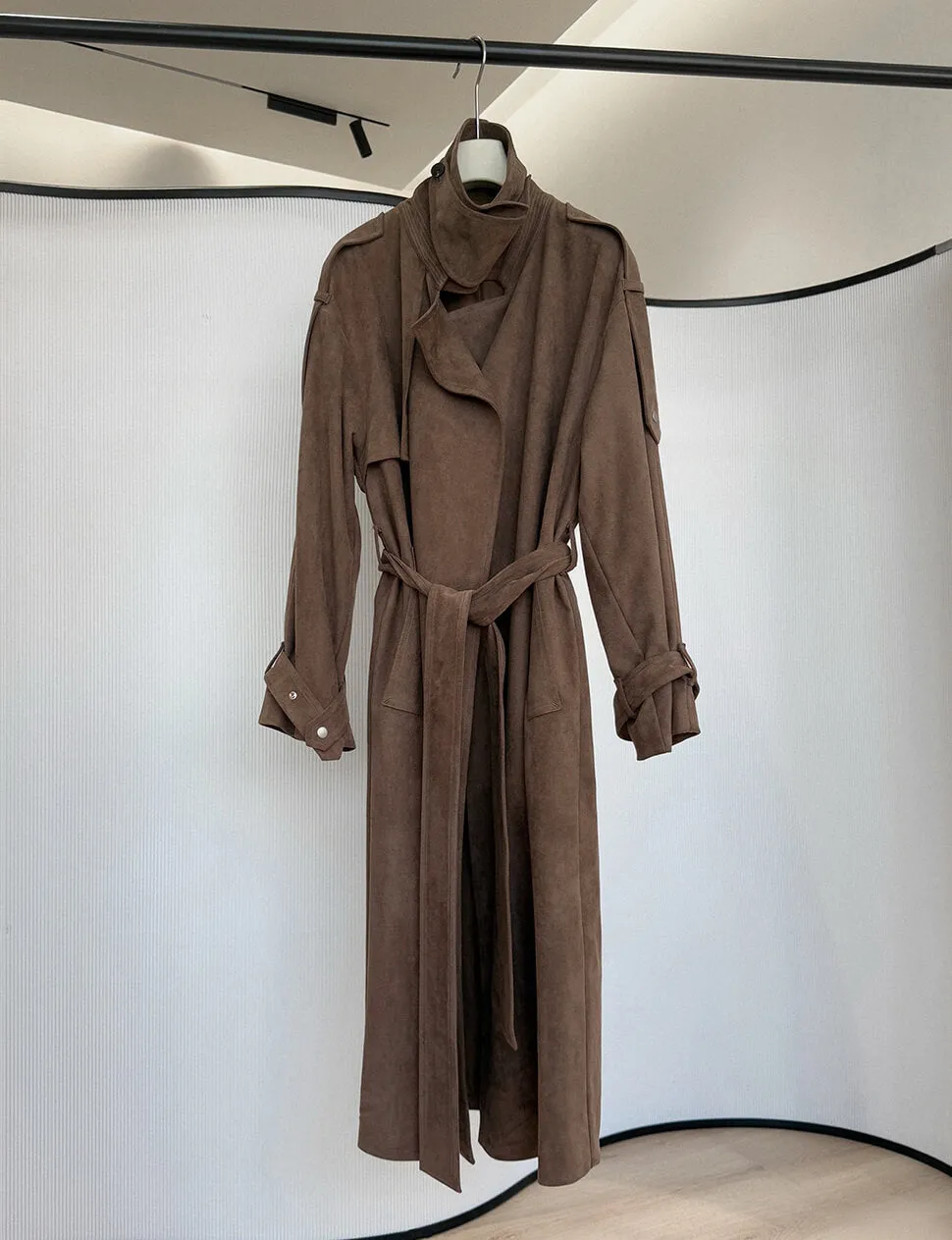 Brown Oversized Suede Trench Coat sold by Pixie Market product image thumbnail 2