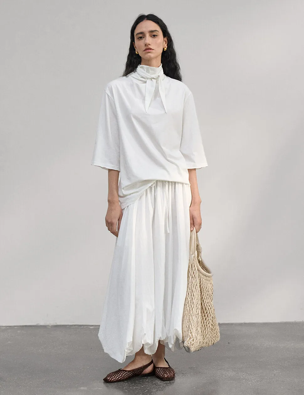 White Bubble Hem Skirt sold by Pixie Market