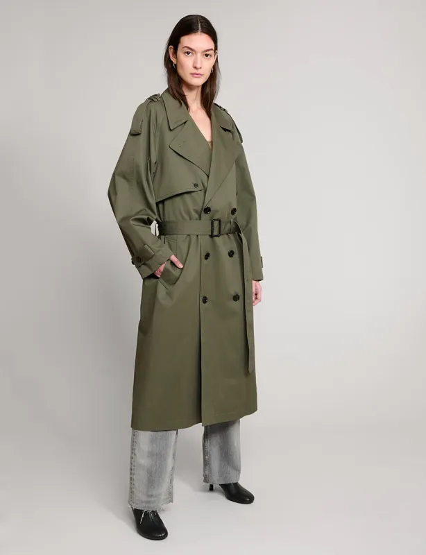 Olive Oversized Trench Jacket sold by Pixie Market