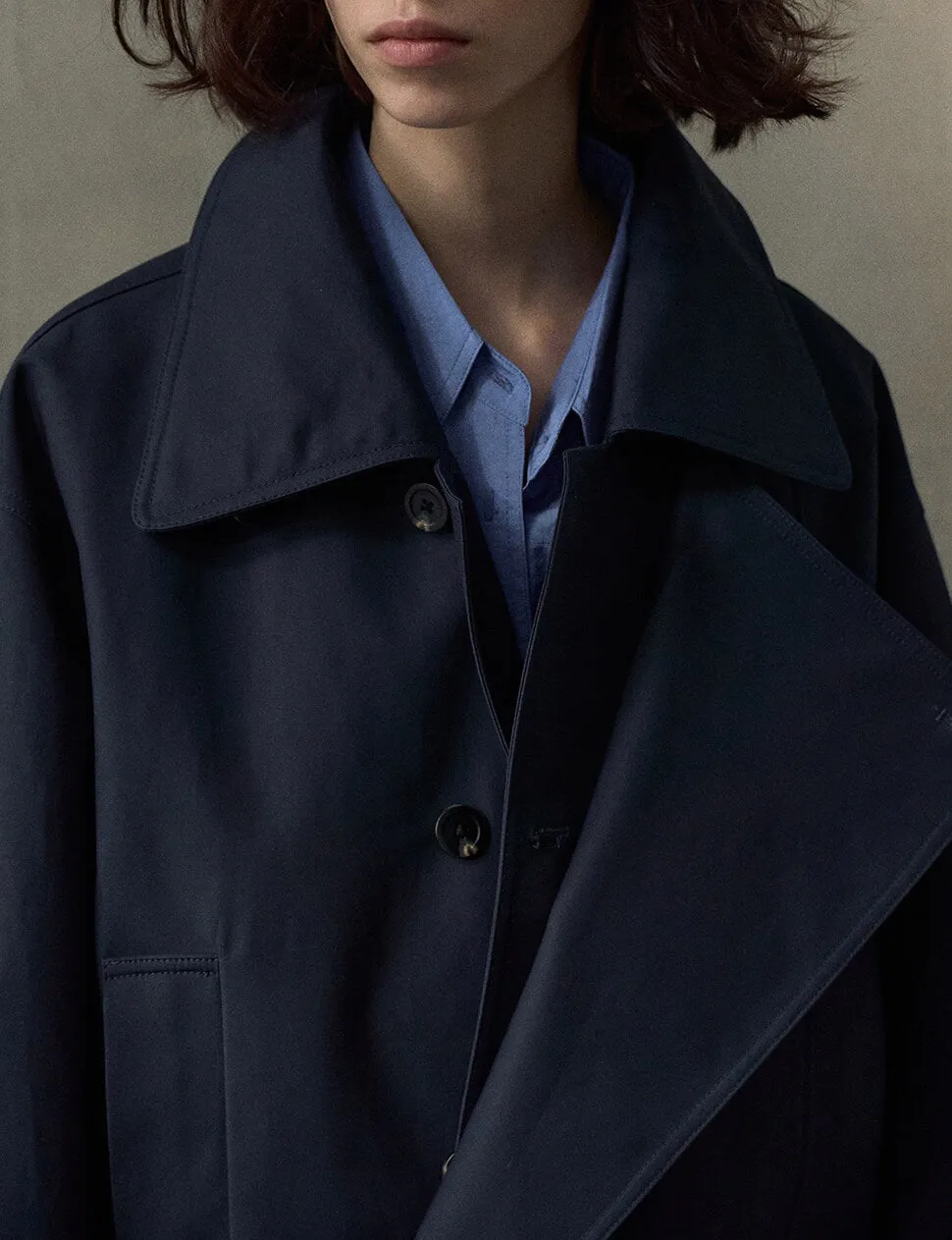 Navy Crop Trench Jacket sold by Pixie Market product image thumbnail 4