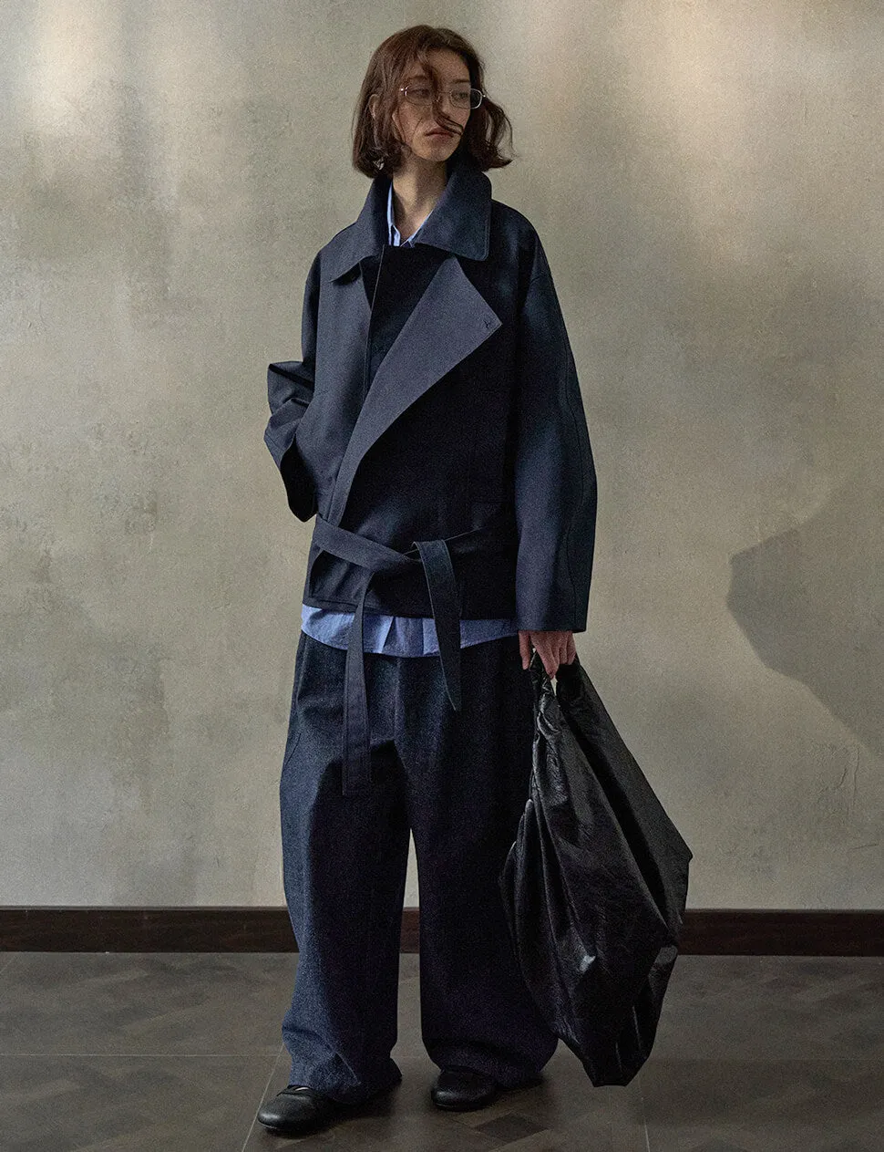 Navy Crop Trench Jacket sold by Pixie Market product image thumbnail 5