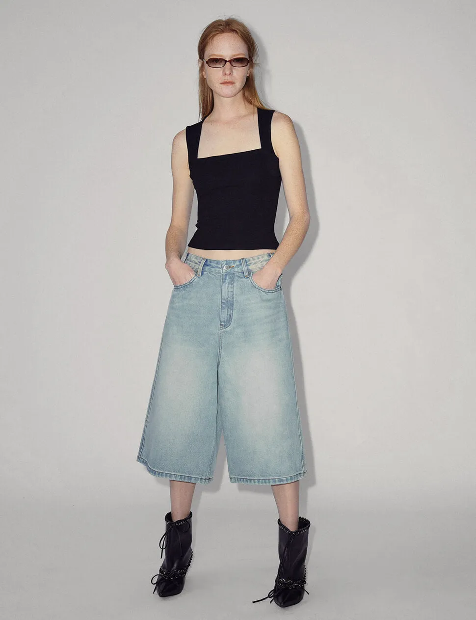 Black Square Neck Tank Top sold by Pixie Market product image thumbnail 2