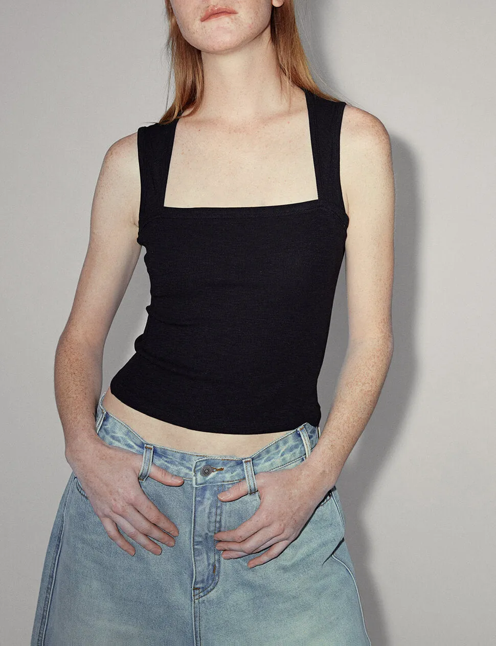 Black Square Neck Tank Top sold by Pixie Market product image thumbnail 4