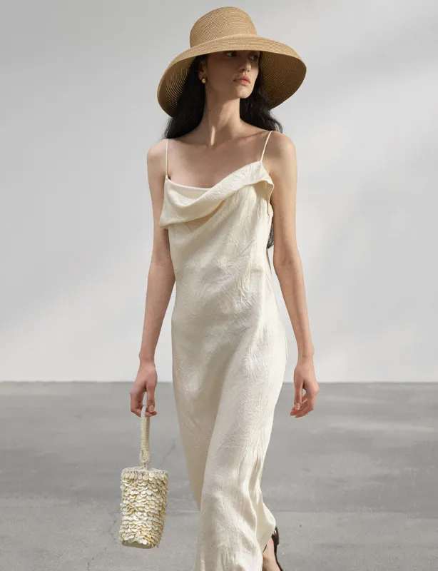 Beige Satin Maxi Dress made by Pixie Market