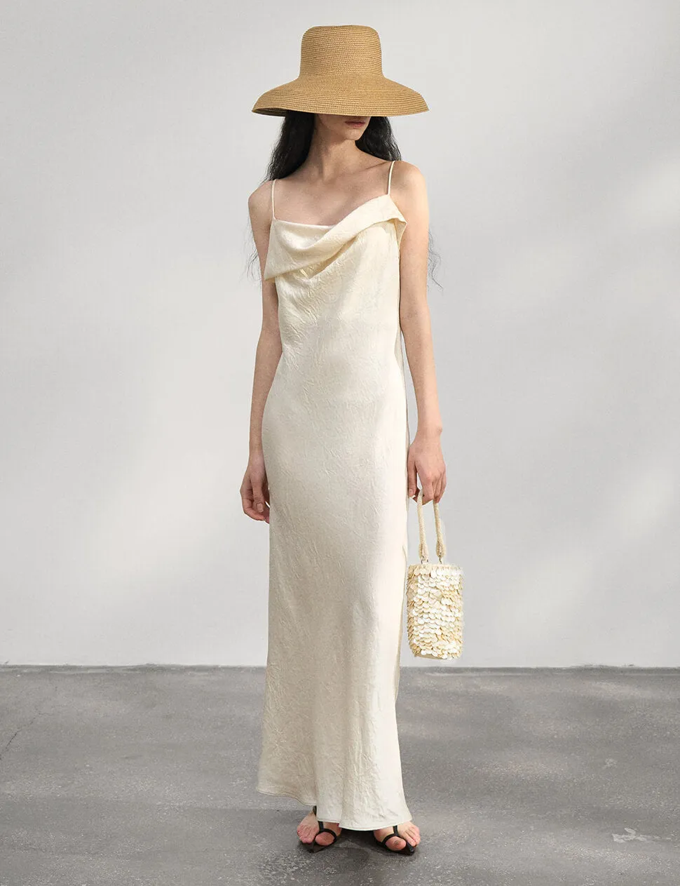 Beige Satin Maxi Dress sold by Pixie Market product image thumbnail 2
