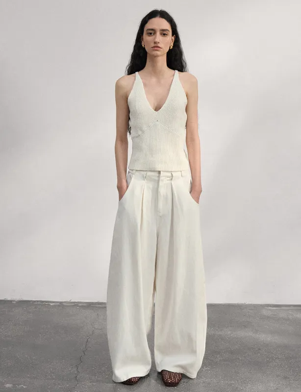 White Baggy Trousers sold by Pixie Market