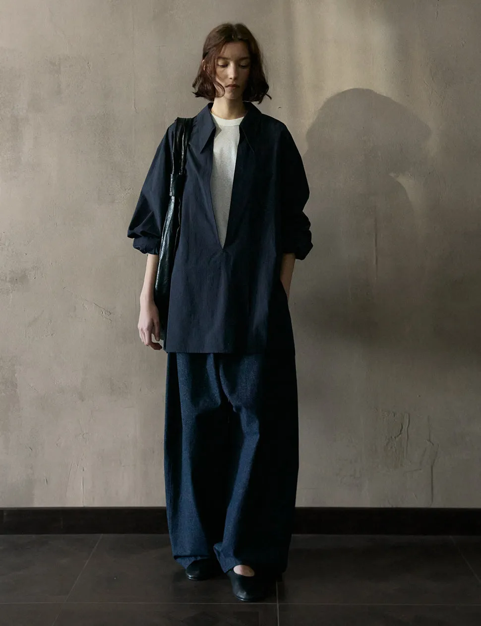 Navy Deep-V Collar Shirt sold by Pixie Market product image thumbnail 5