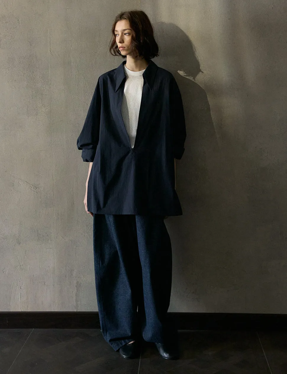 Navy Deep-V Collar Shirt sold by Pixie Market product image thumbnail 4