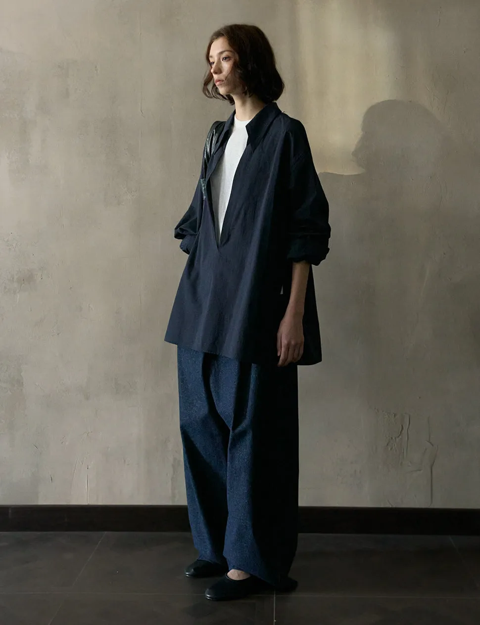 Navy Deep-V Collar Shirt sold by Pixie Market product image thumbnail 2