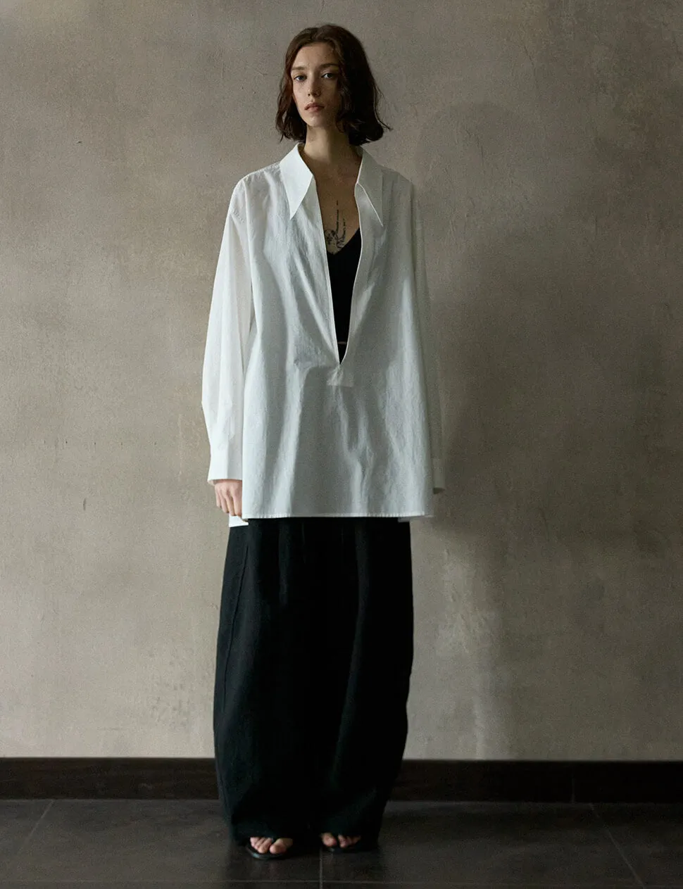 Deep-V Collar Shirt sold by Pixie Market