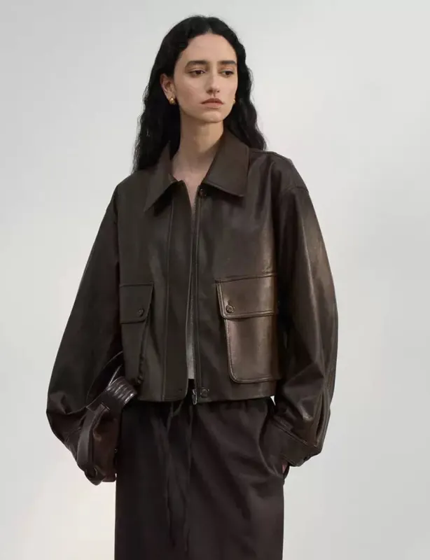 Brown Patch Pocket Leather Jacket-BESTSELLER sold by Pixie Market