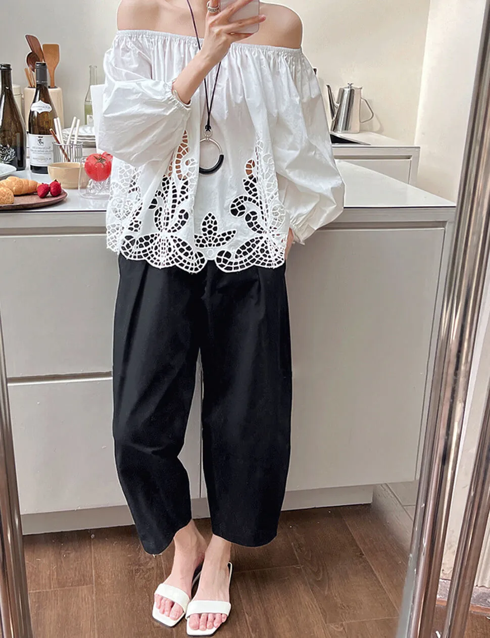 Off The Shoulder Cotton Eyelet Top sold by Pixie Market product image thumbnail 5