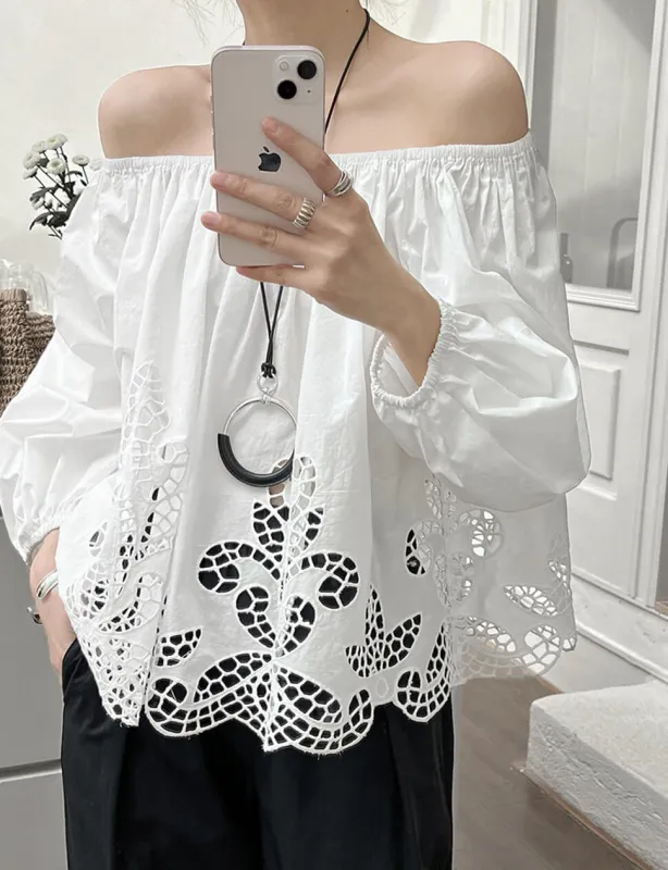 Off The Shoulder Cotton Eyelet Top sold by Pixie Market