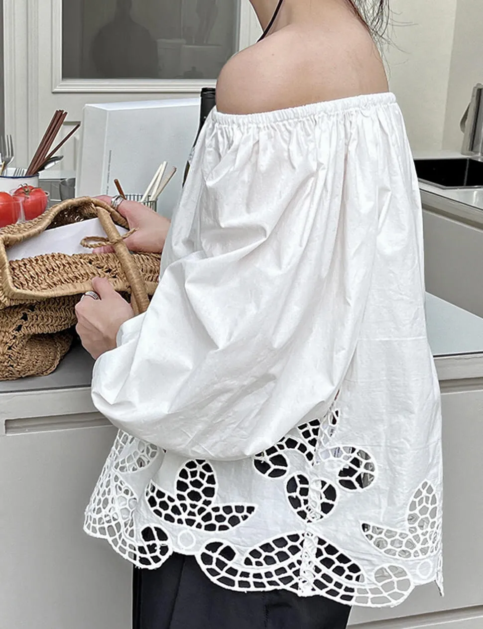 Off The Shoulder Cotton Eyelet Top sold by Pixie Market product image thumbnail 3