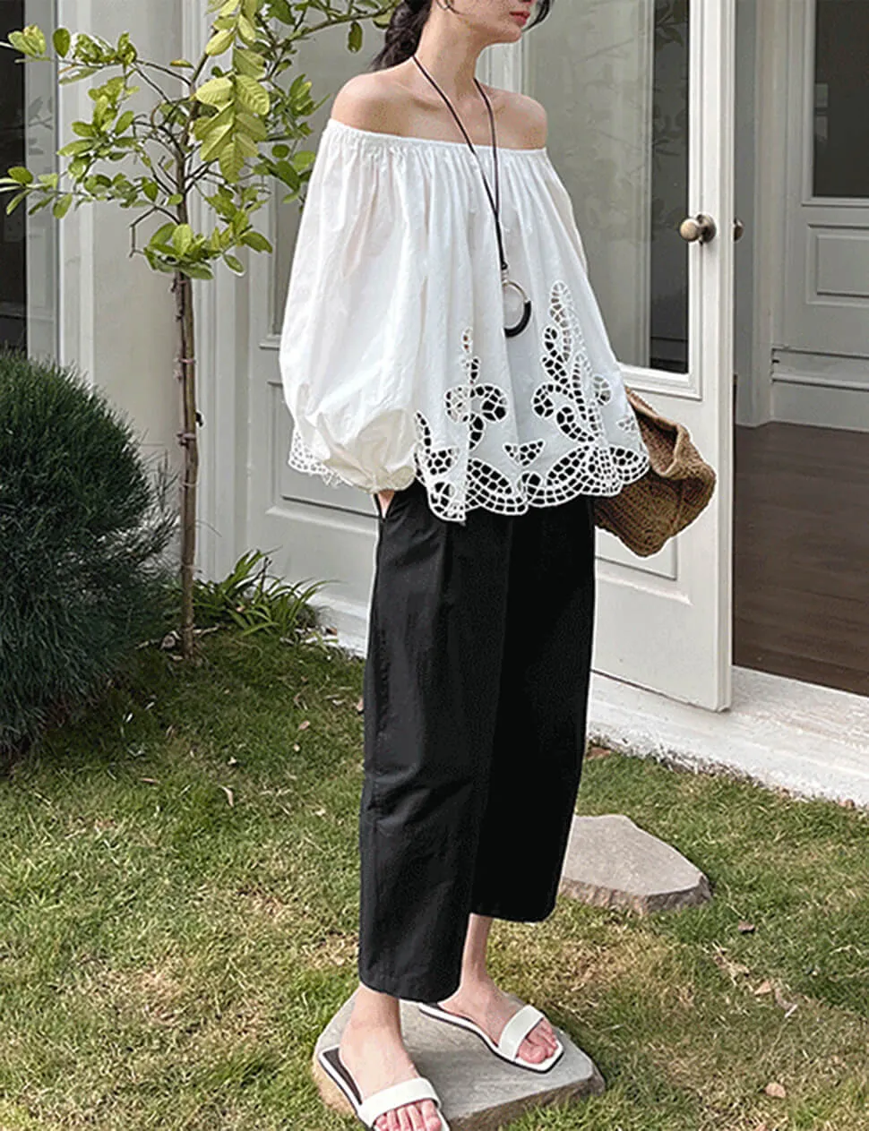 Off The Shoulder Cotton Eyelet Top sold by Pixie Market product image thumbnail 4