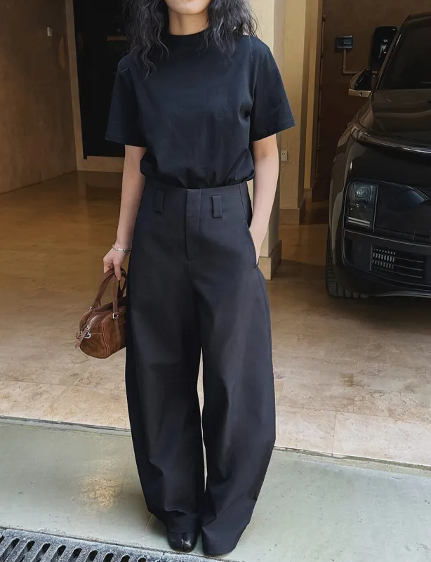 Black Barrel Leg Pants sold by Pixie Market