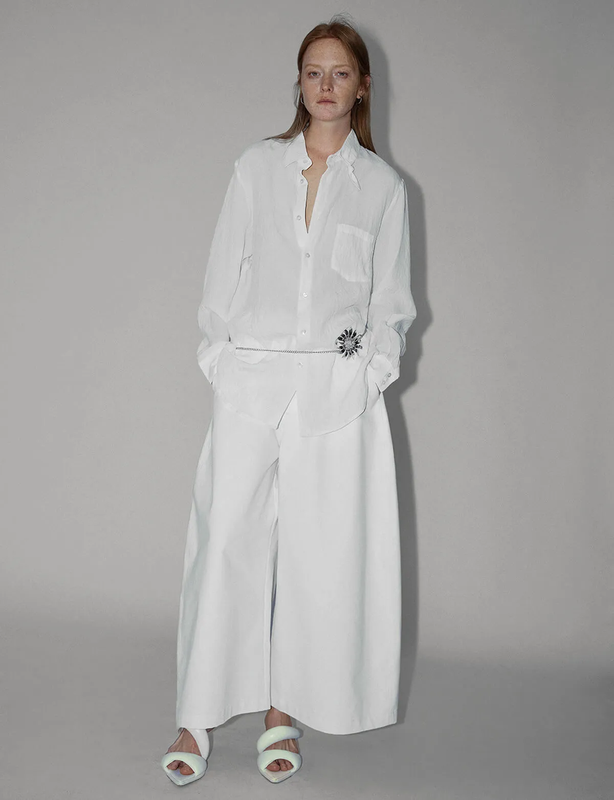 White Crop Extra-Wide Pants-PREORDER sold by Pixie Market product image thumbnail 2