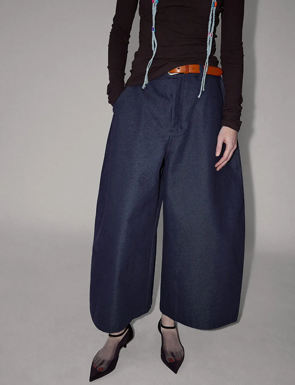Navy Extra-Wide Leg Pants-PREORDER sold by Pixie Market