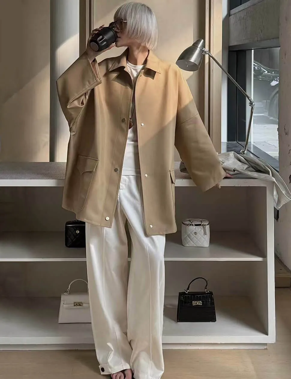 Tan Oversized Twill Jacket sold by Pixie Market product image thumbnail 2