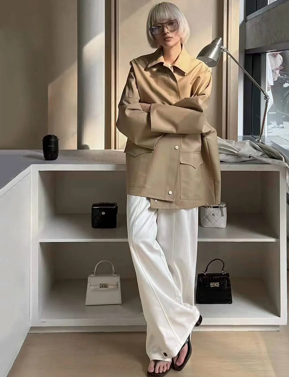 Tan Oversized Twill Jacket sold by Pixie Market