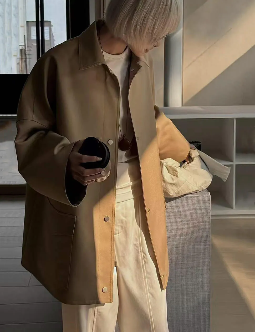 Tan Oversized Twill Jacket sold by Pixie Market product image thumbnail 4