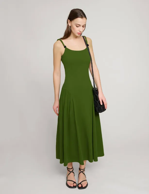 Olive Bead Strap Dress made by Pixie Market