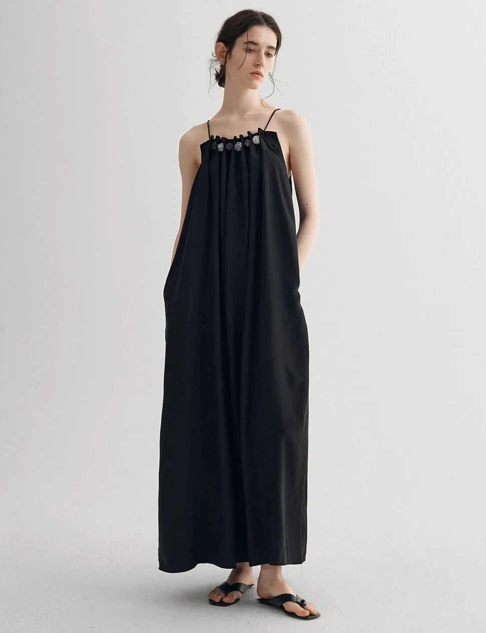 Black Bead Neckline Dress -PREORDER sold by Pixie Market