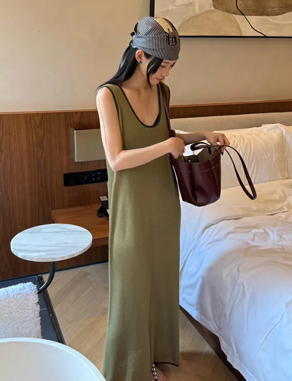 Olive Contrast Knit Dress sold by Pixie Market product image thumbnail 5