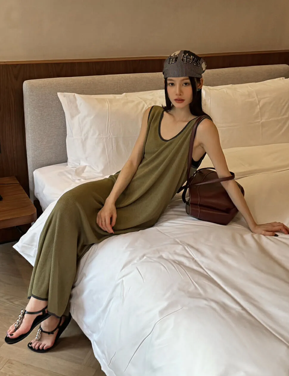 Olive Contrast Knit Dress sold by Pixie Market product image thumbnail 4