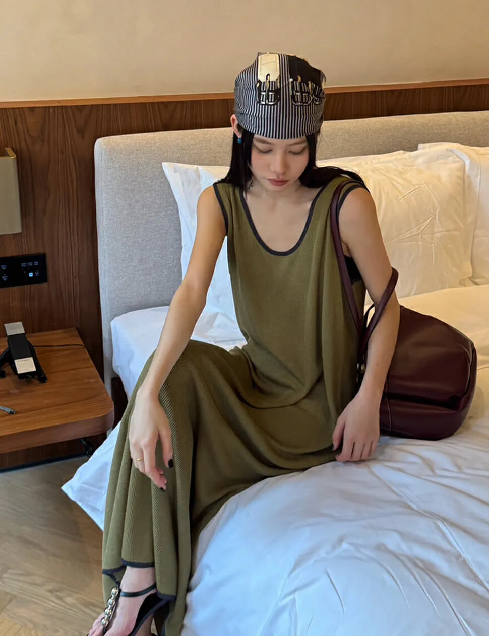 Olive Contrast Knit Dress sold by Pixie Market product image thumbnail 3