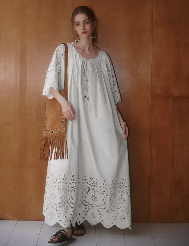 White Eyelet Embroidered Dress -PREORDER sold by Pixie Market